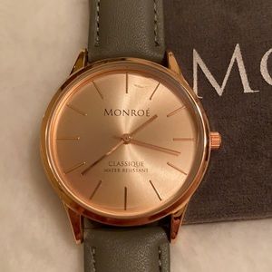 Monroe Classique watch rose tone and gray NEW